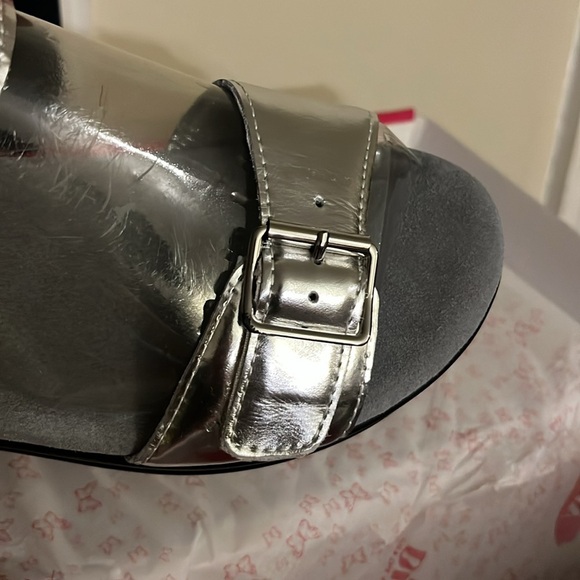 Alegria Morgyn SILVER Mirror Leather Platform Sandals, Women’s Sz 7.5 - Picture 3 of 4